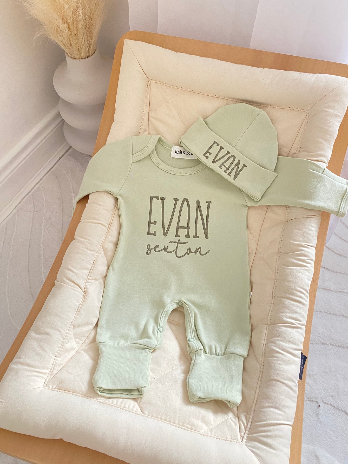 Onesie and Hat Set - Sage