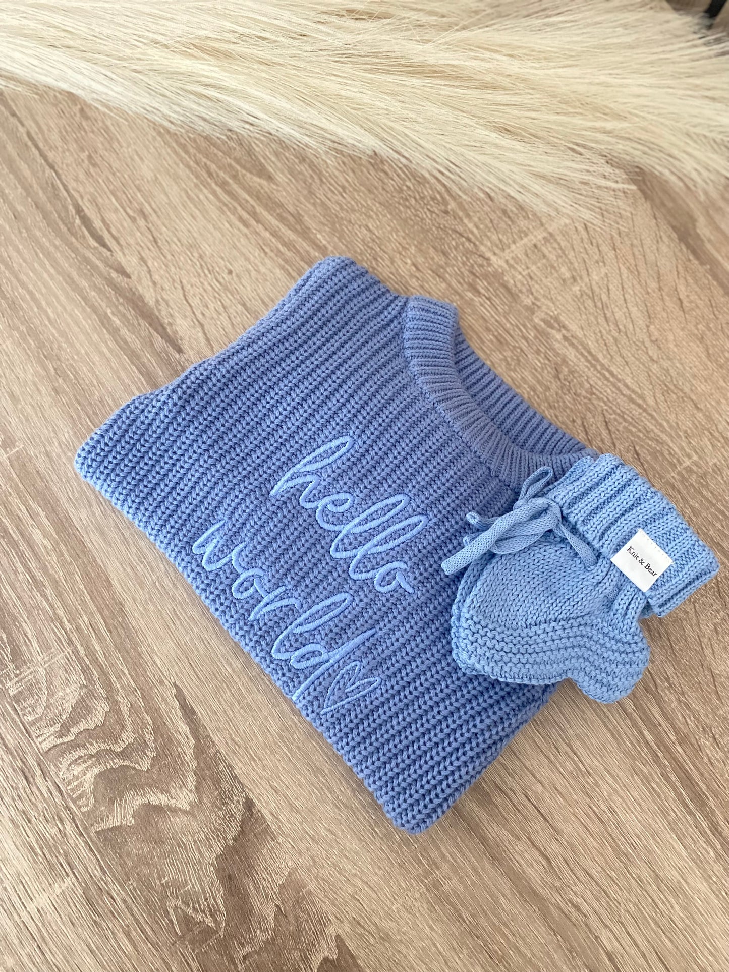 Buttoned Chunky Knit Romper - Deep Blue