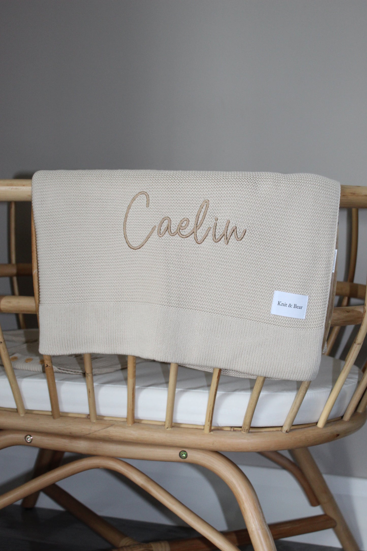 Plain Knit Blanket - Beige