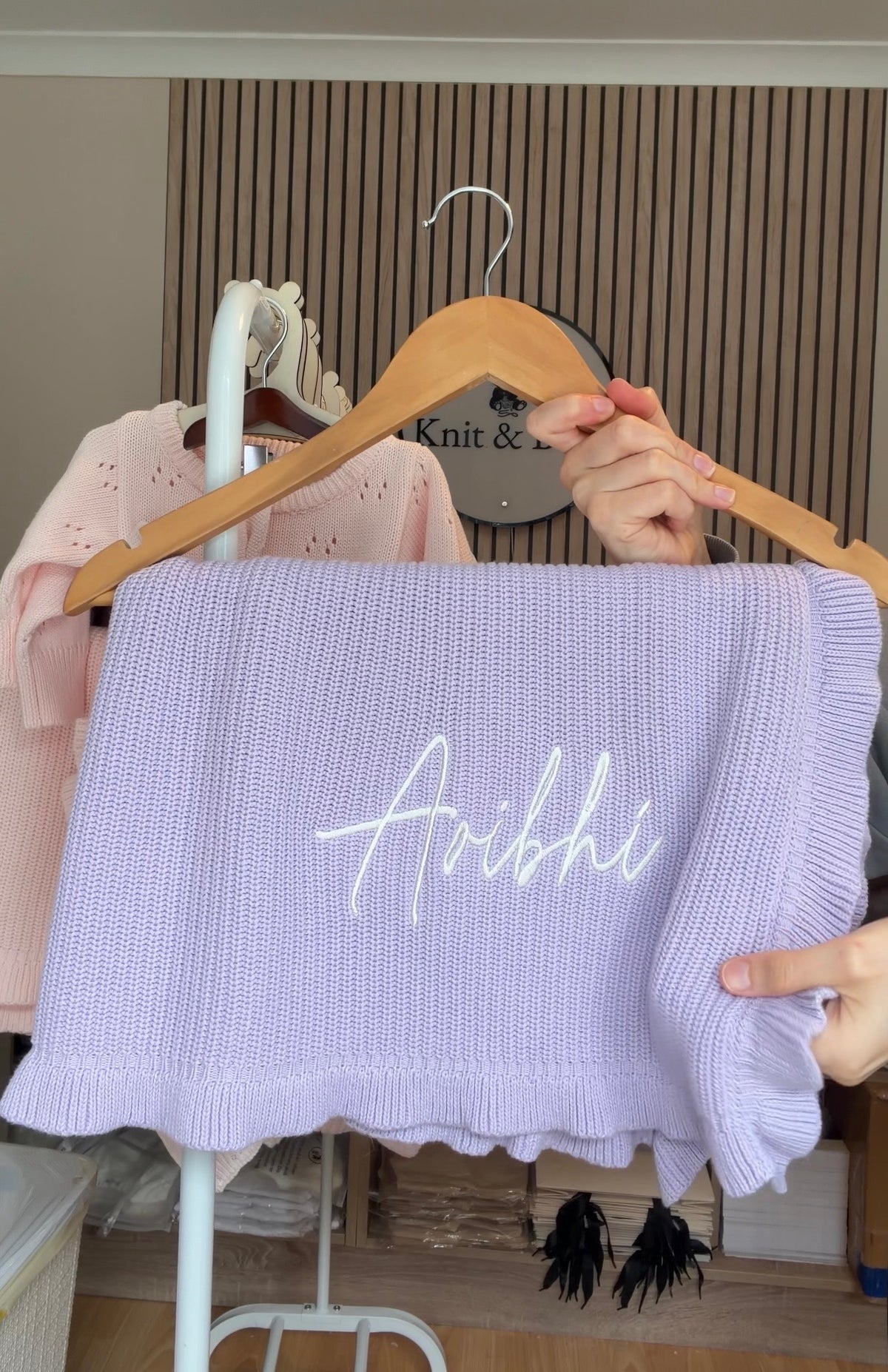 Frill Knit Blanket - Soft Lilac