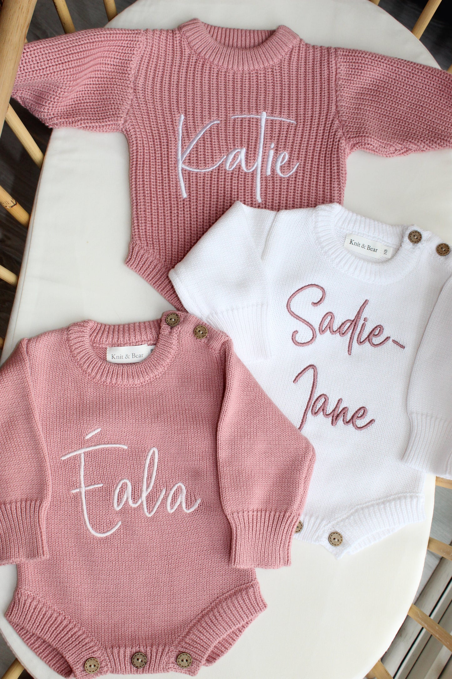 Buttoned Chunky Knit Romper - Dusky Pink