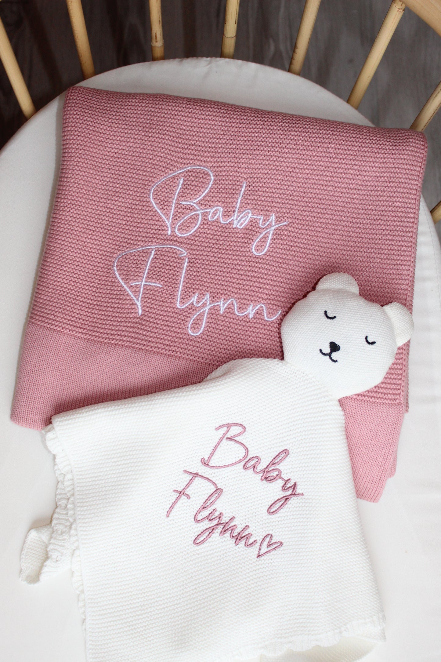 Plain Knit Blanket - Dusky Pink