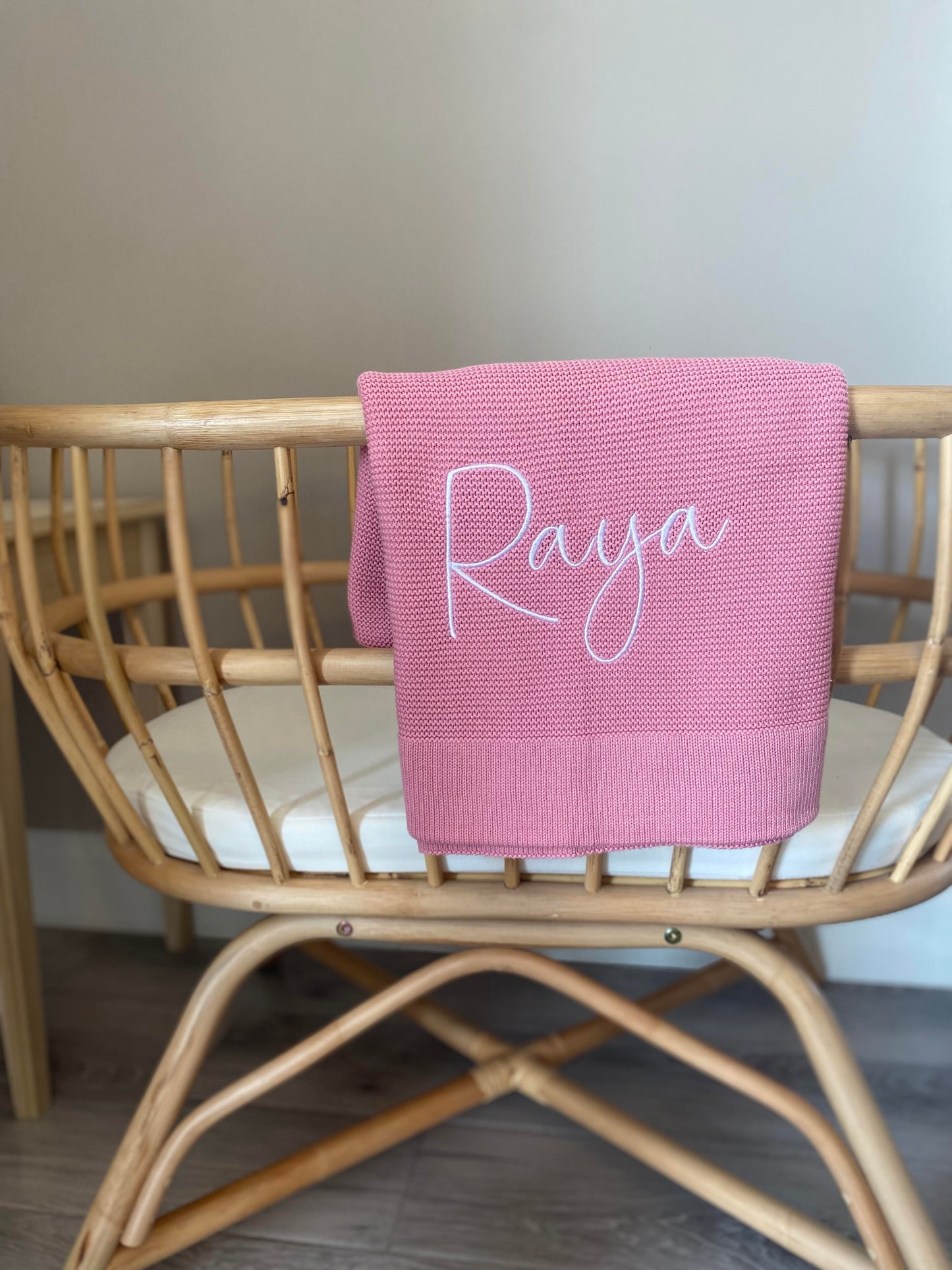 Plain Knit Blanket - Blush Pink