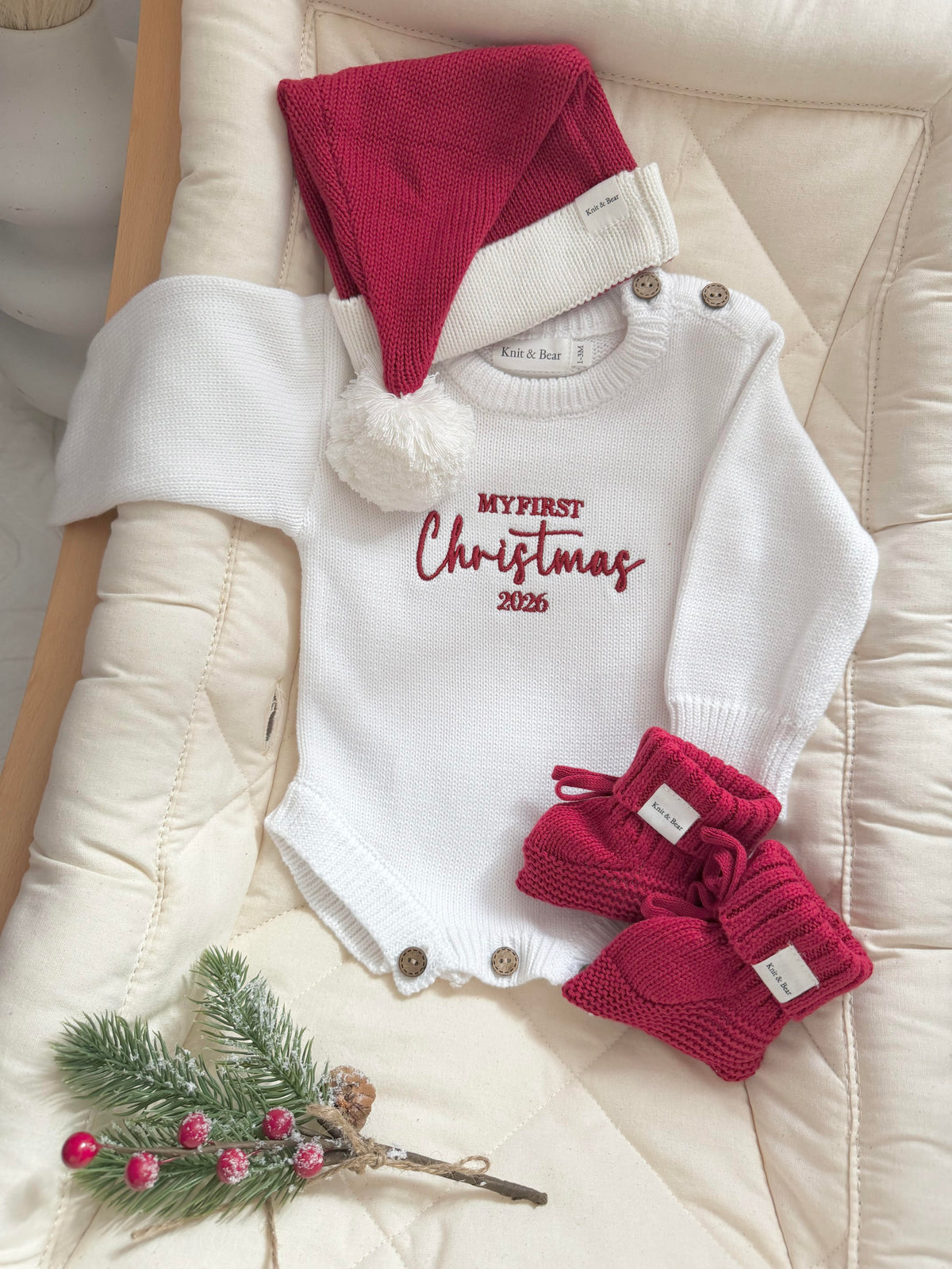 My First Christmas Romper - Flat Knit