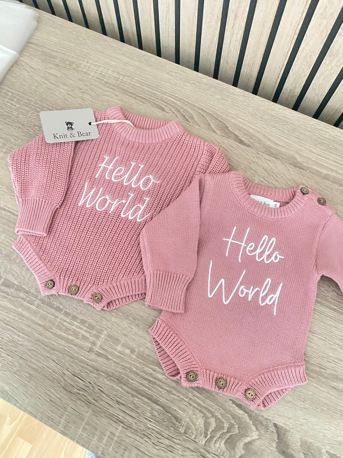 Buttoned Chunky Knit Romper - Dusky Pink