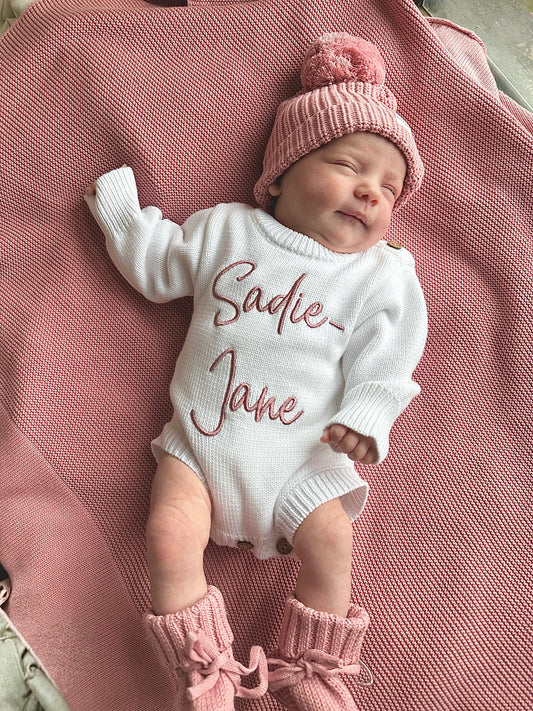 Buttoned Flat Knit Romper - White