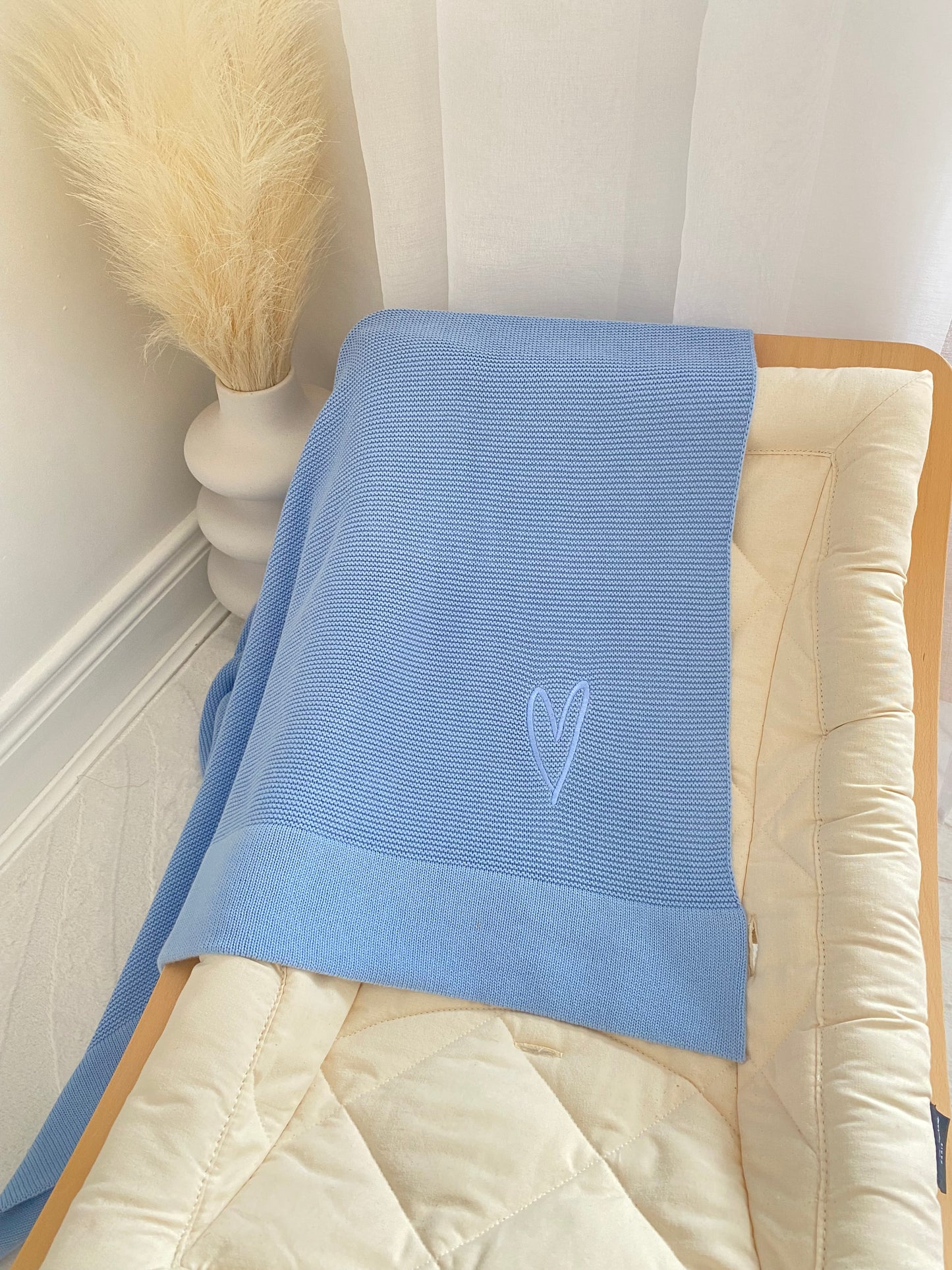 Plain Knit Blanket - Light Blue
