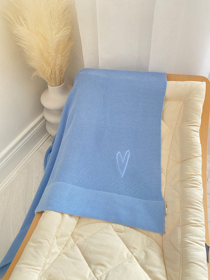 Plain Knit Blanket - Light Blue