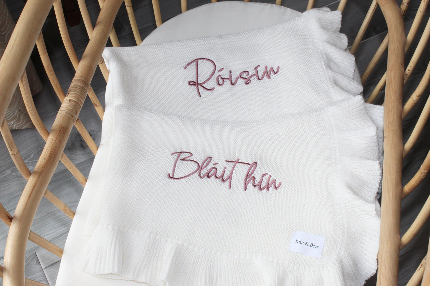 Frill Knit Blanket - White