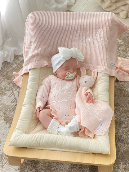 Pointelle Frill Romper - Baby Pink