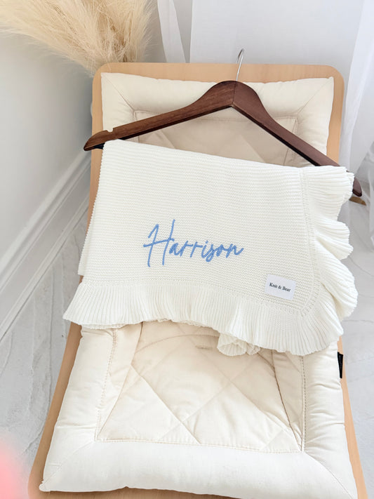 Frill Knit Blanket - Milk White