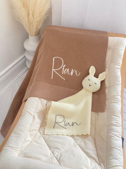 Plain Knit Blanket - Brown