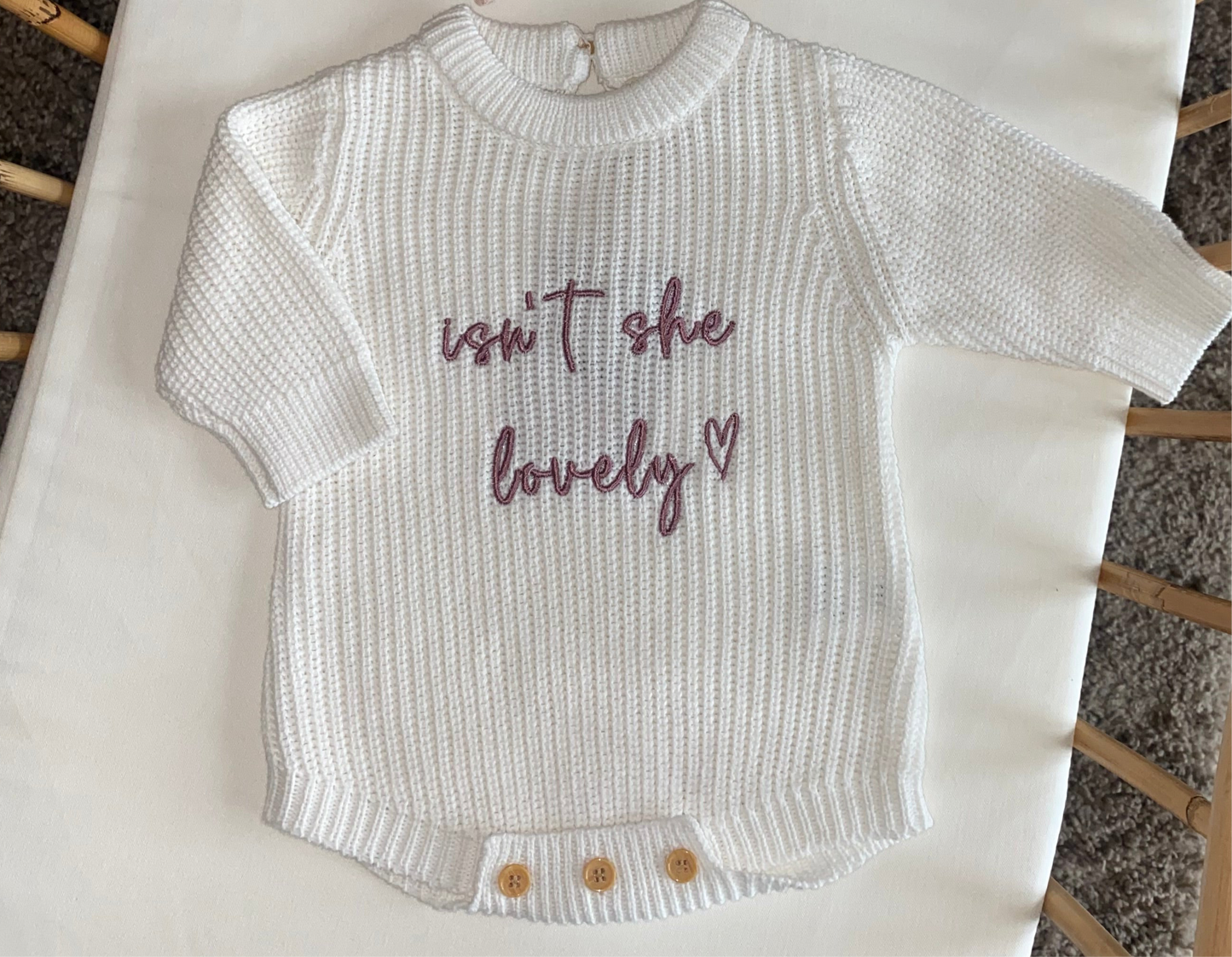 The Pink Beanie Bundle - White Chunky Knit Romper