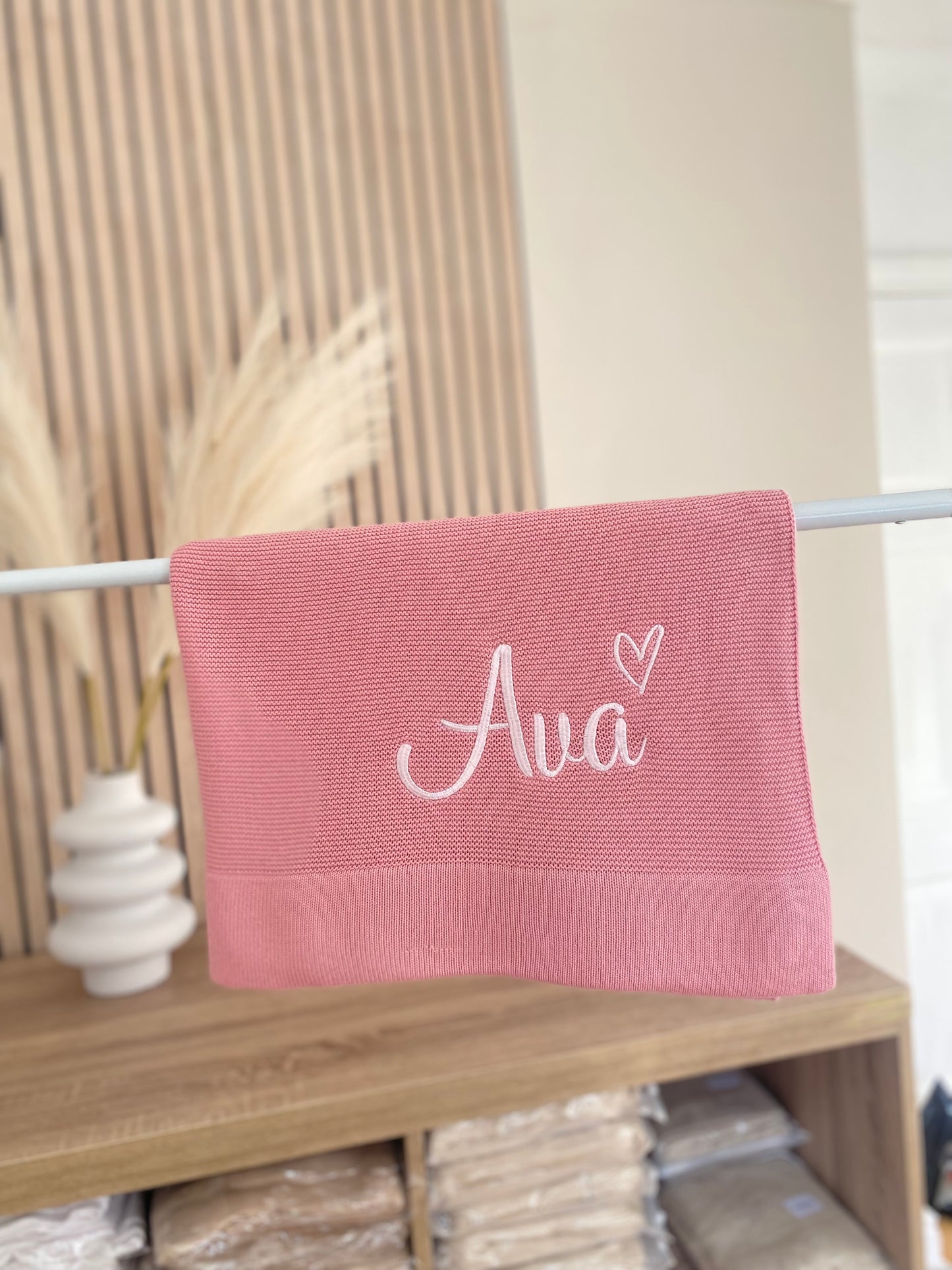 Plain Knit Blanket - Dusky Pink