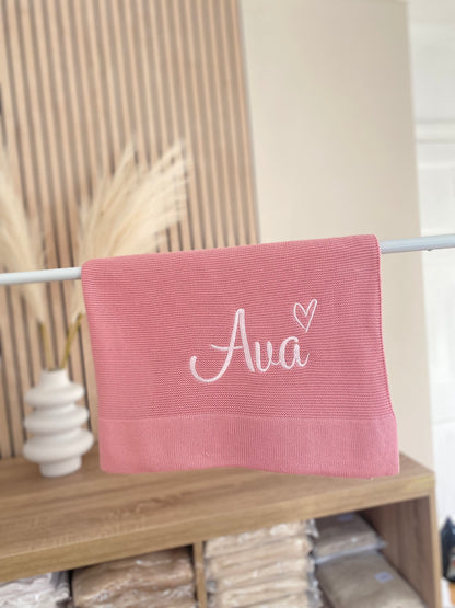 Plain Knit Blanket - Dusky Pink