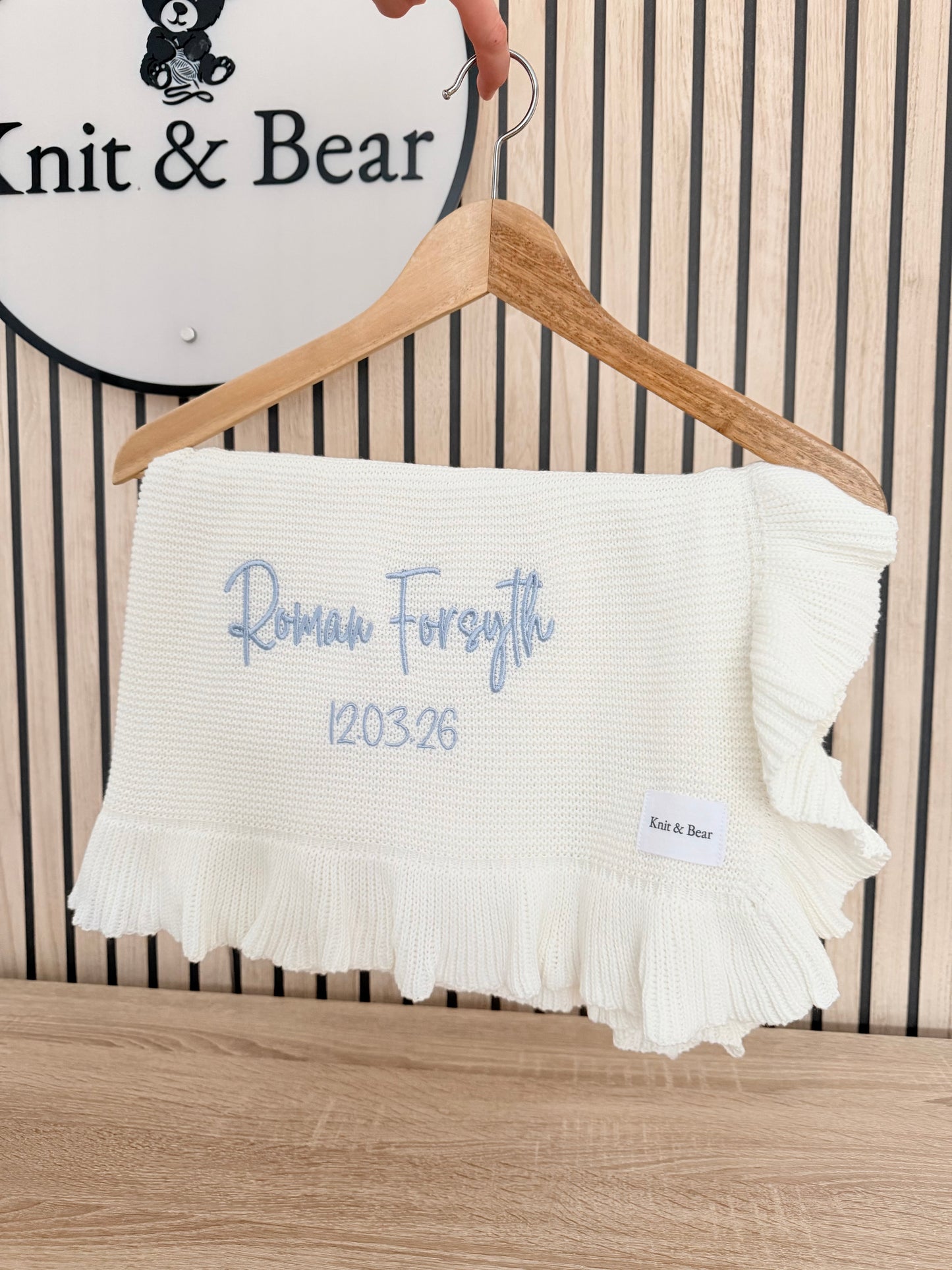 Frill Knit Blanket - Milk White