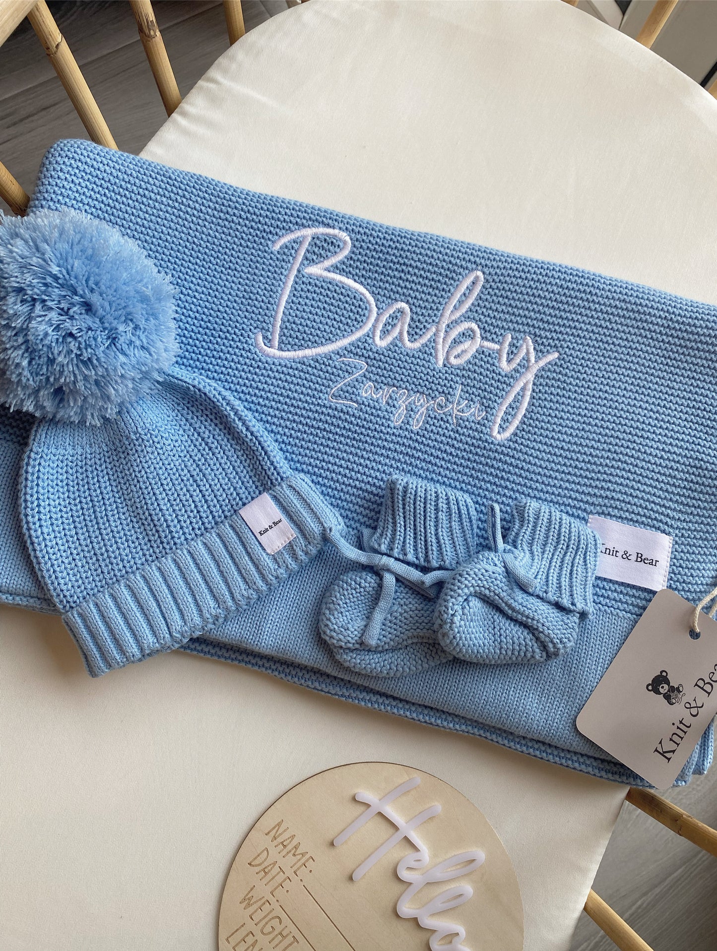 Plain Knit Blanket - Baby Blue