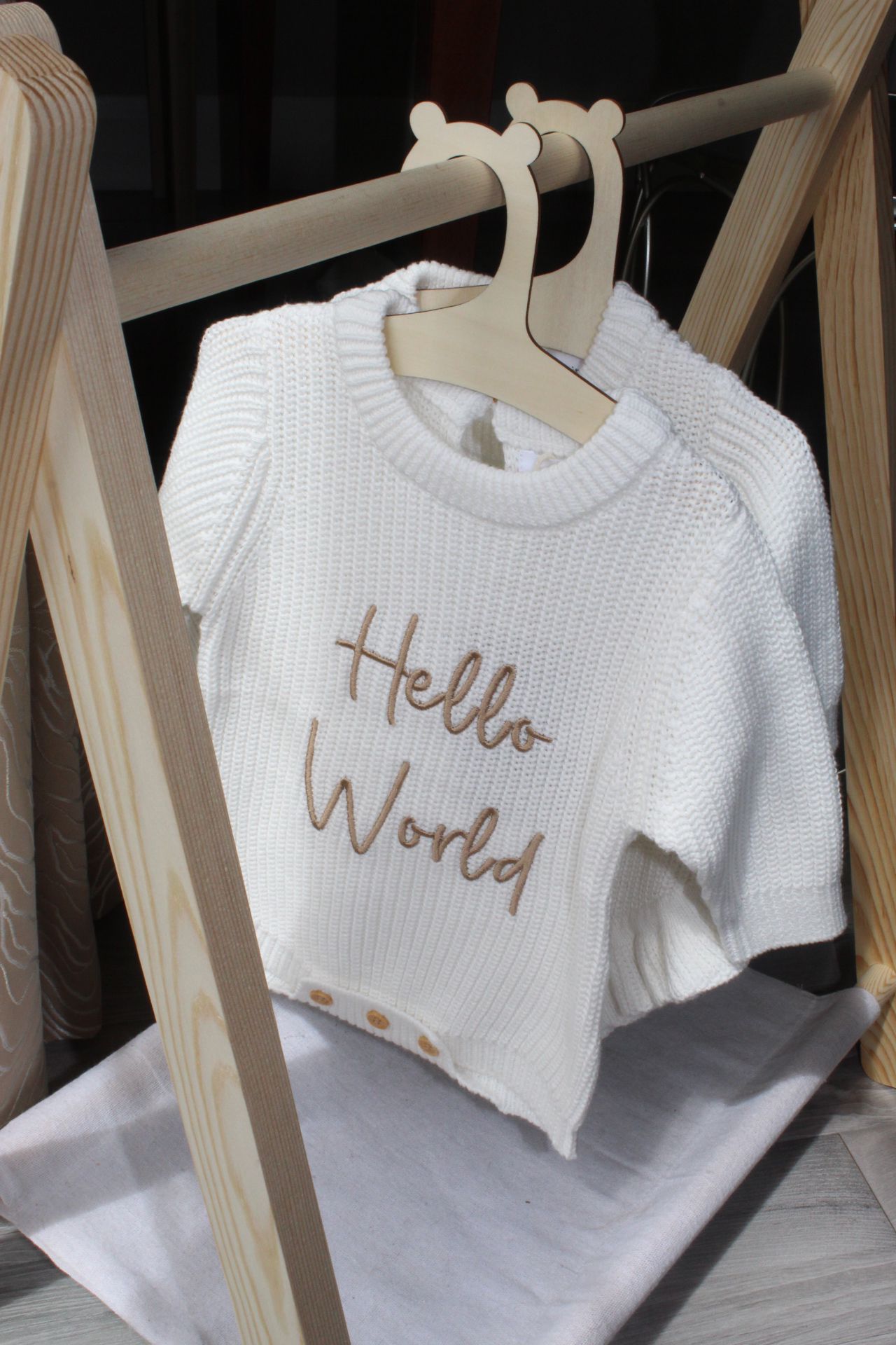 The Ribbed Brown Headband Bundle - White Chunky Knit Romper