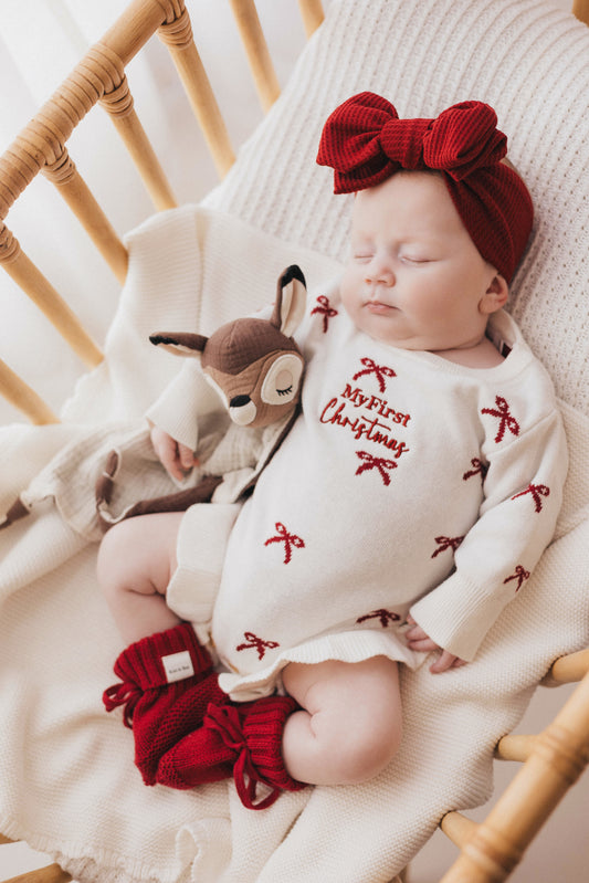 Personalised Bow Frill Knit Romper
