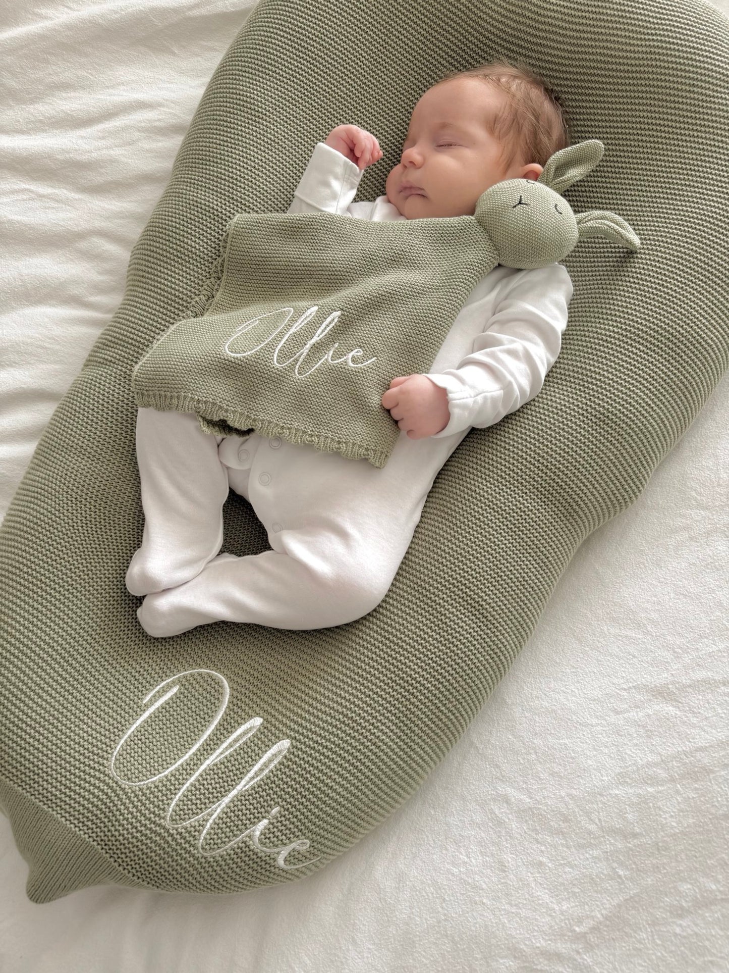 Plain Knit Blanket - Olive Green