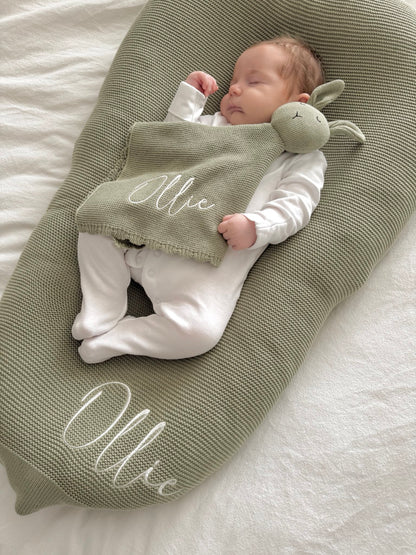 Plain Knit Blanket - Olive Green