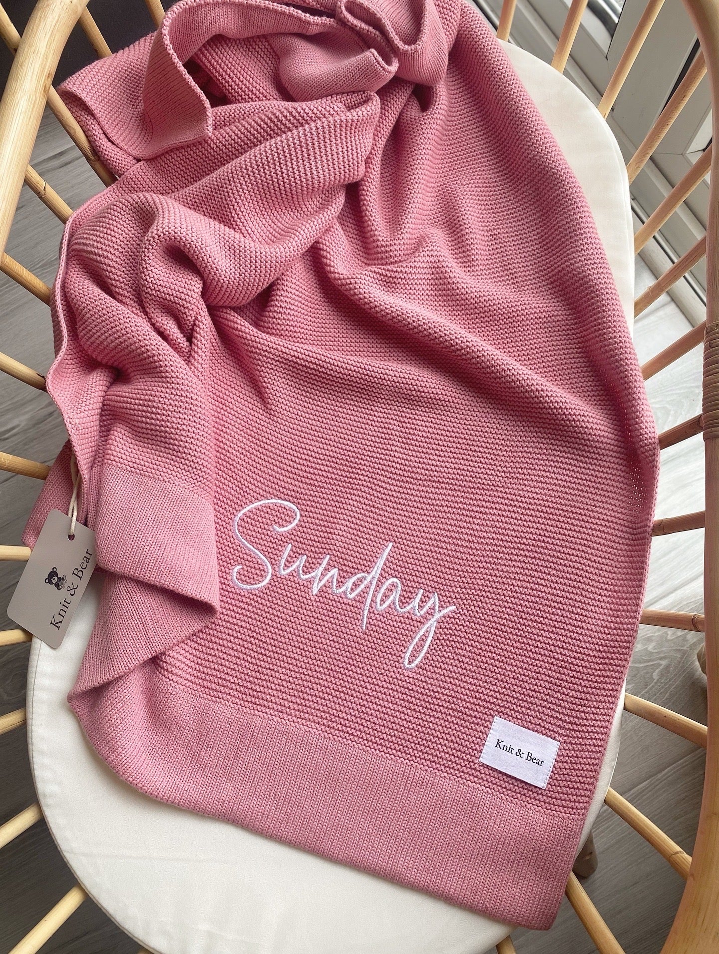 Plain Knit Blanket - Blush Pink