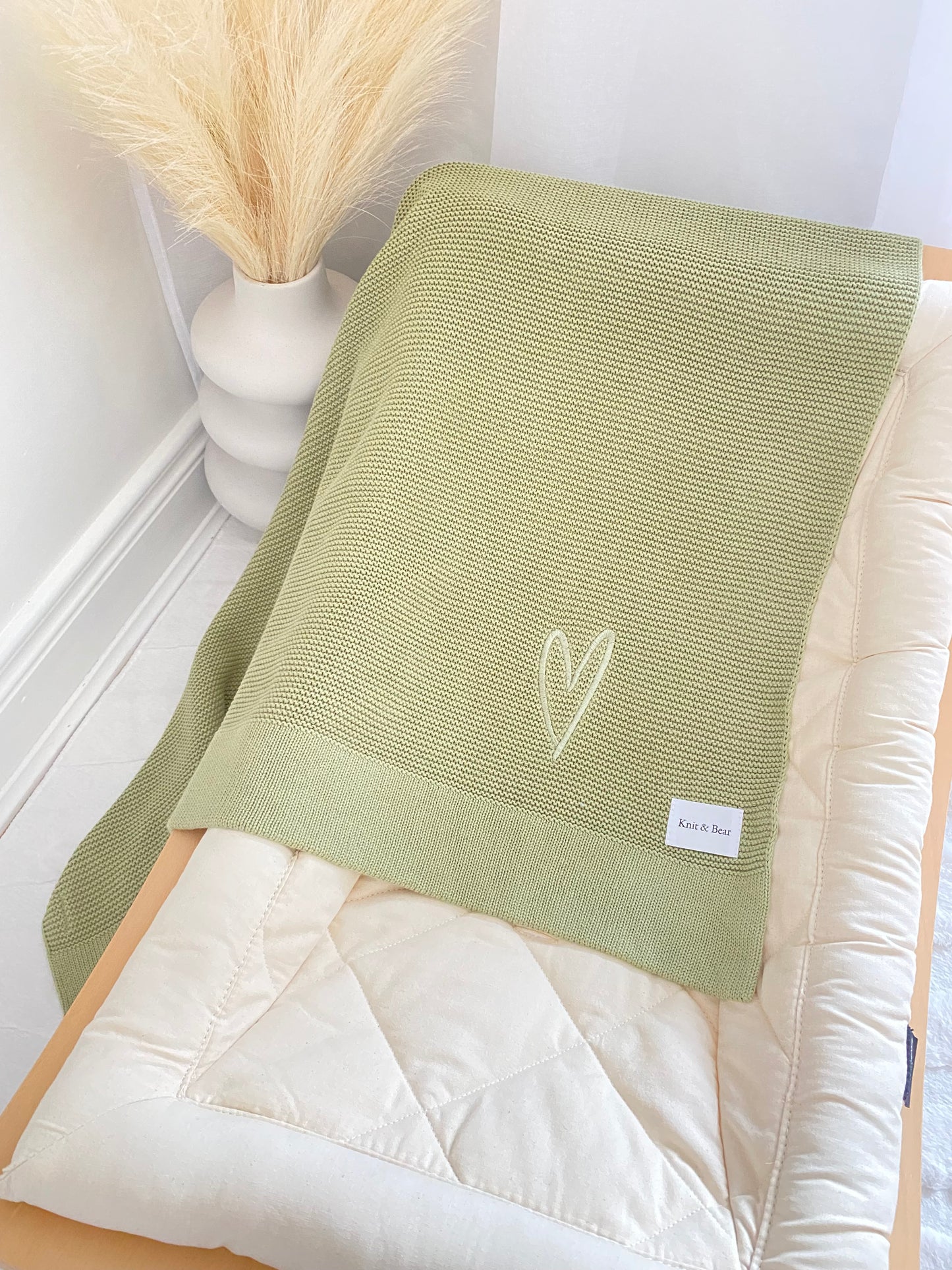 Plain Knit Blanket - Olive Green