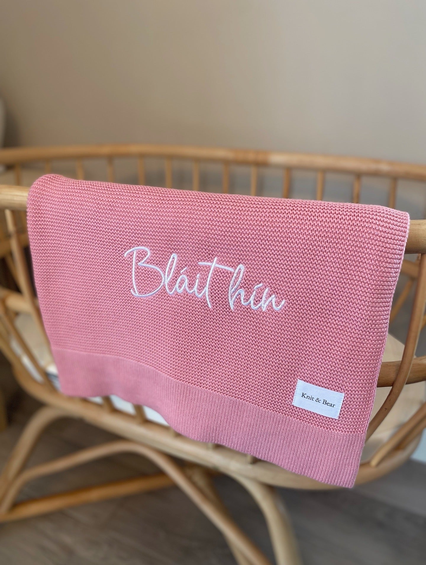 Plain Knit Blanket - Blush Pink