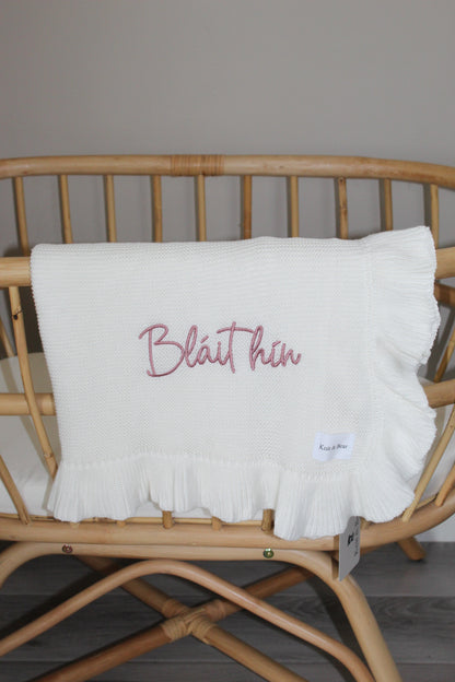 Frill Knit Blanket - Milk White