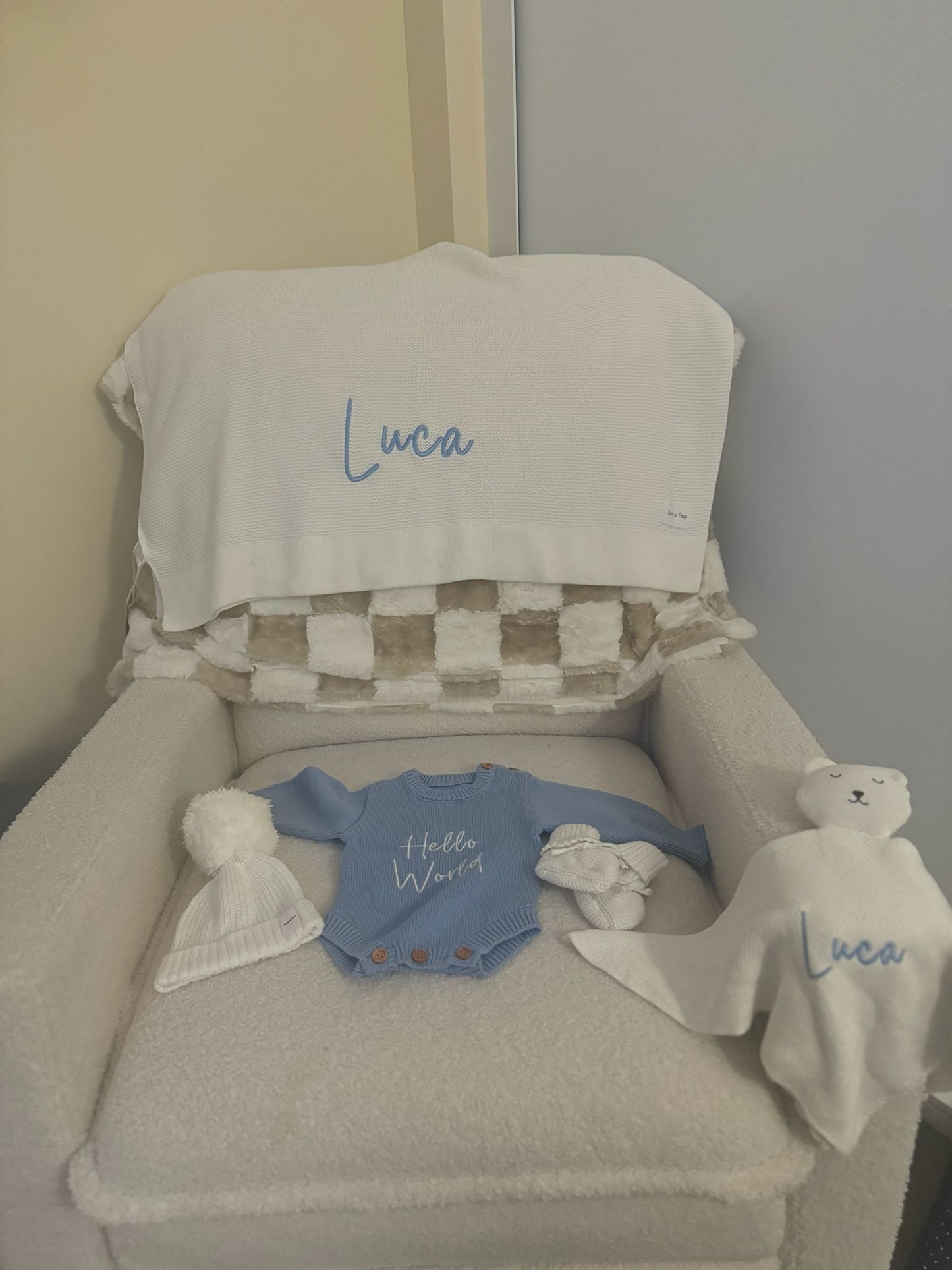 Buttoned Flat Knit Romper - Light Blue