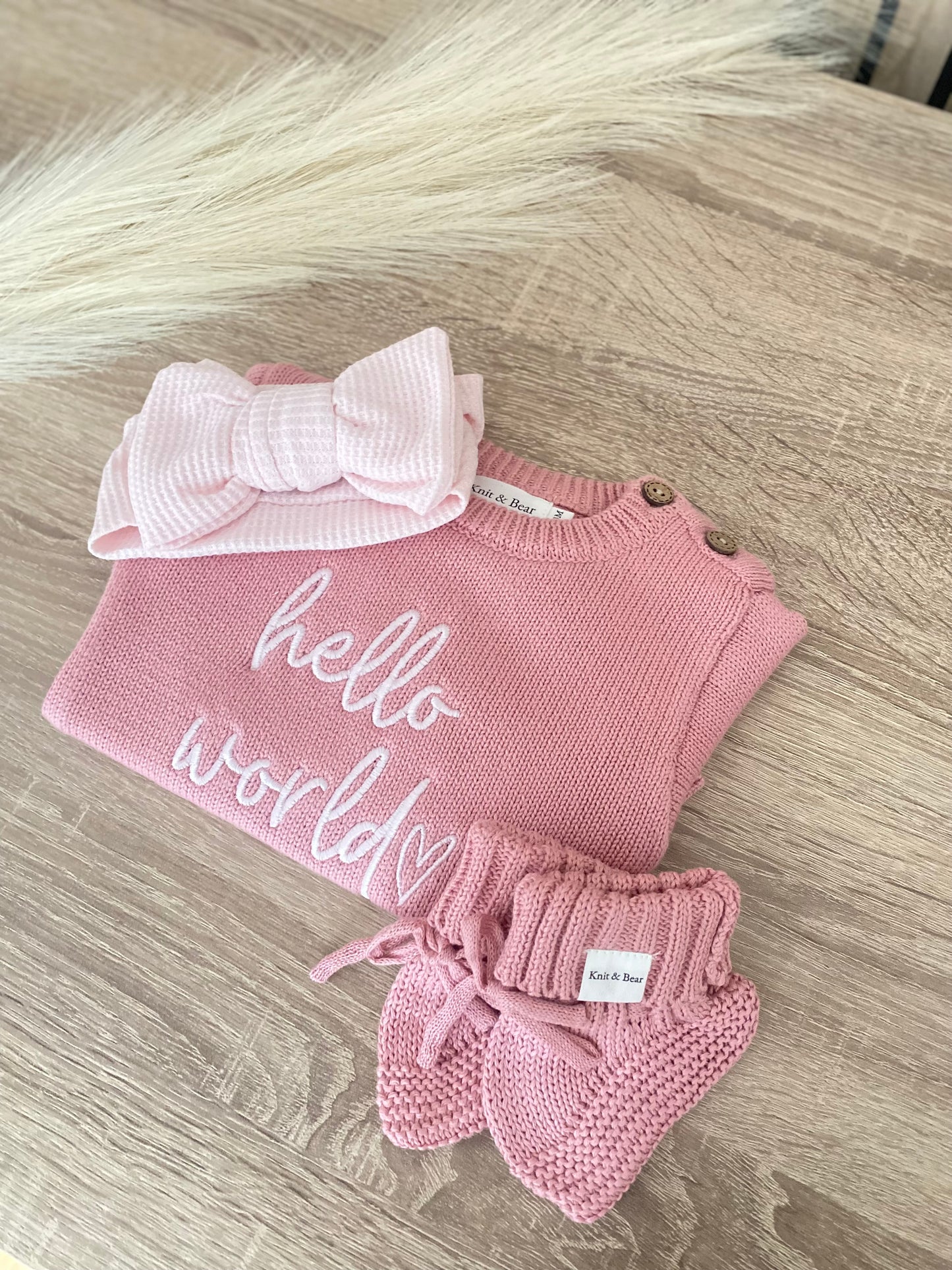 Buttoned Flat Knit Romper - Dusky Pink
