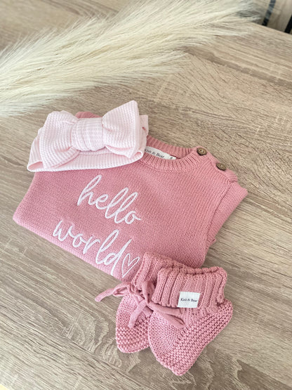 Buttoned Flat Knit Romper - Dusky Pink