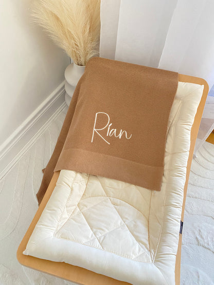 Plain Knit Blanket - Brown