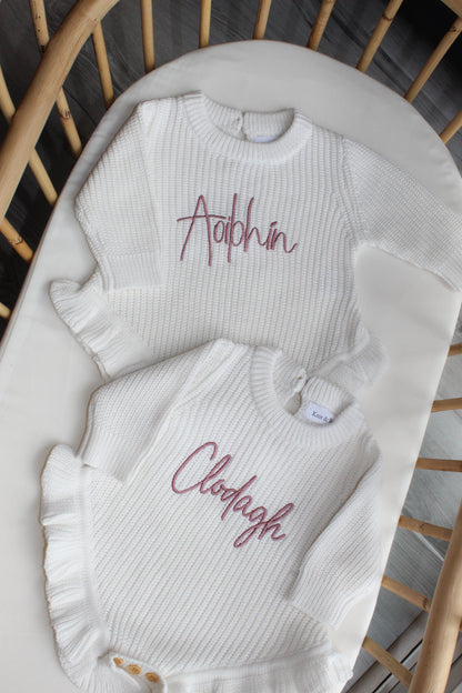 Frill Knit Romper - Milk White