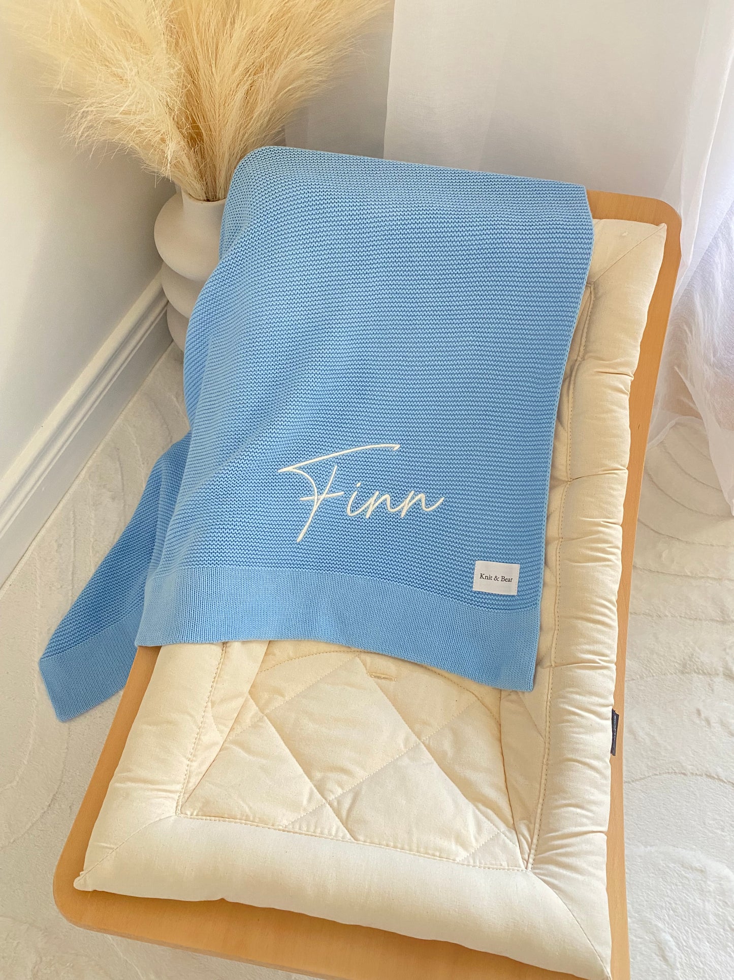 Plain Knit Blanket - Baby Blue