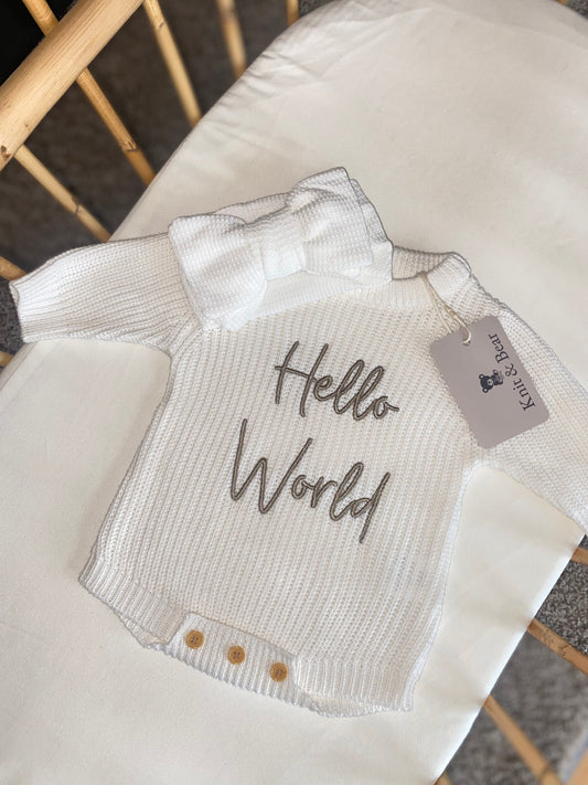 The Ribbed White Headband - White Chunky Knit Romper