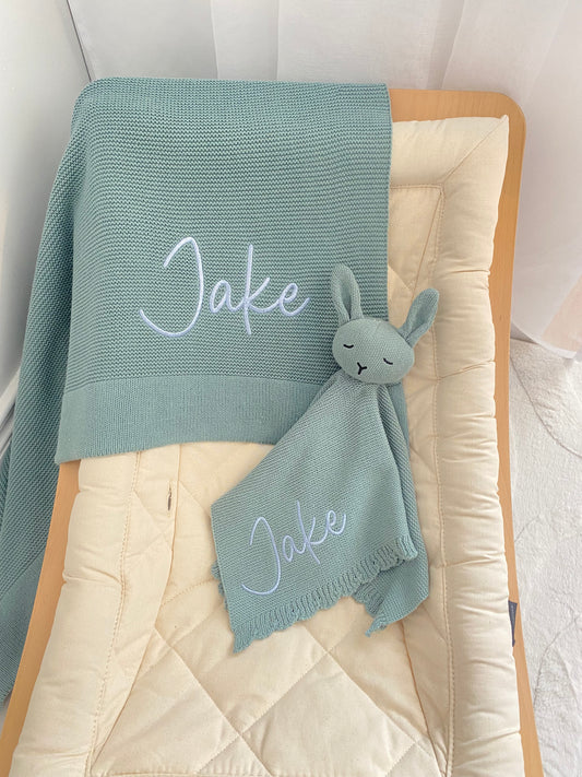 Plain Knit Blanket - Sage