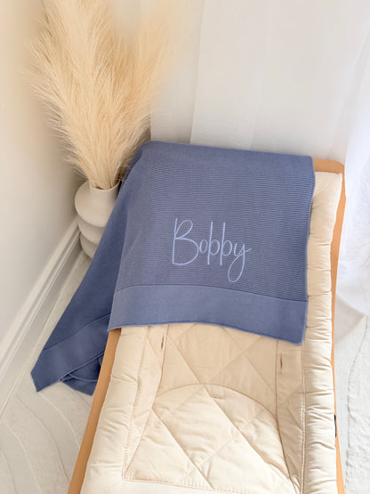 Plain Knit Blanket - Deep Blue