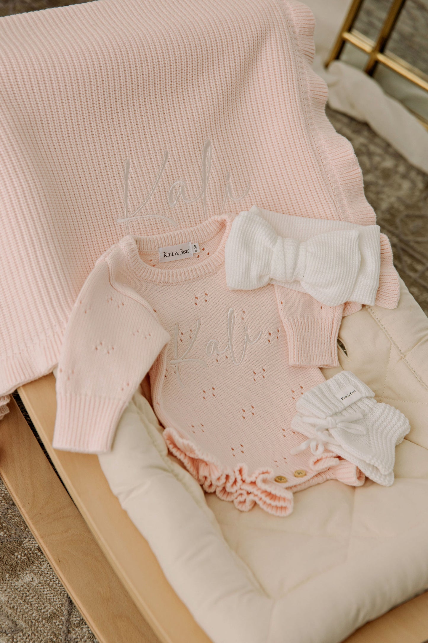 Pointelle Frill Romper - Baby Pink