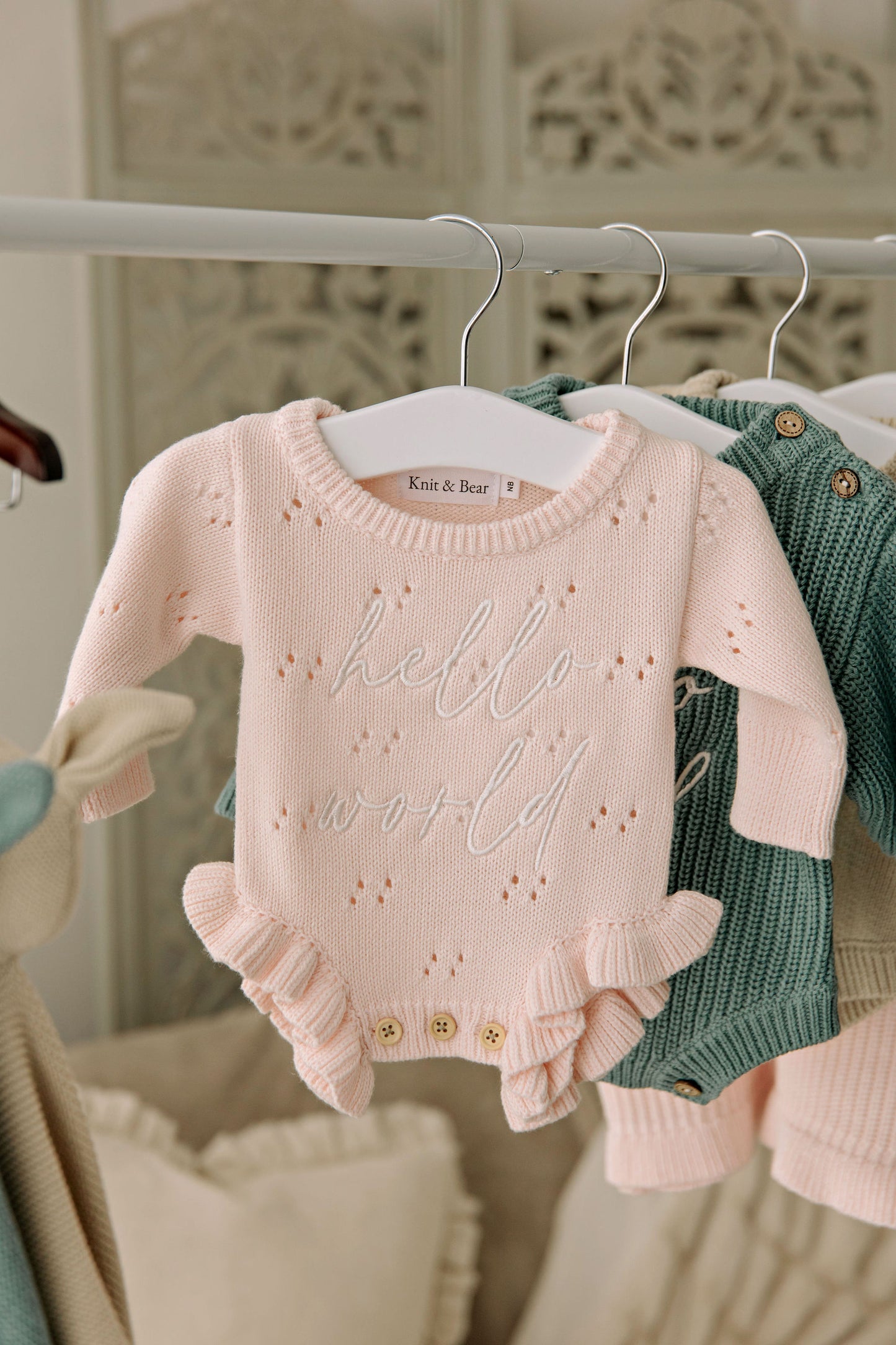Pointelle Frill Romper - Baby Pink
