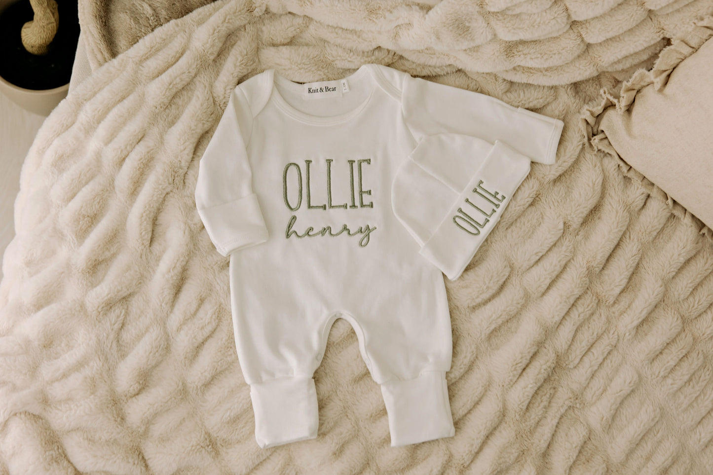 Onesie and Hat Set - White