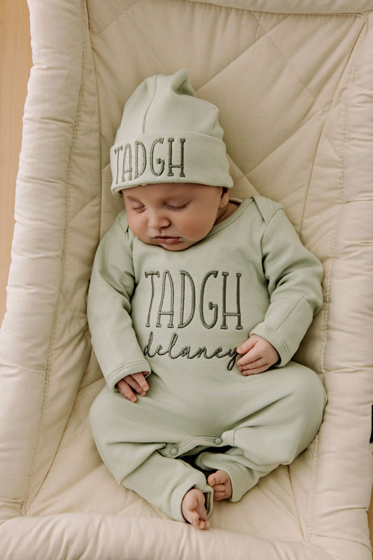 Onesie and Hat Set - Sage
