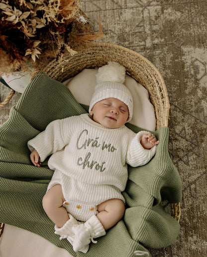 Plain Knit Blanket - Olive Green