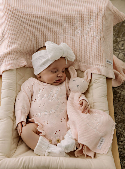 Pointelle Frill Romper - Baby Pink