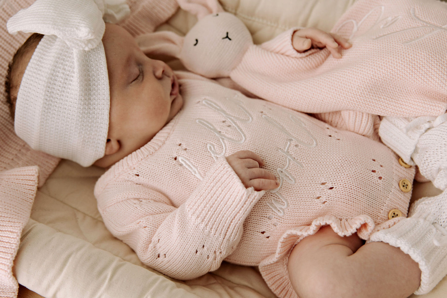 Pointelle Frill Romper - Baby Pink