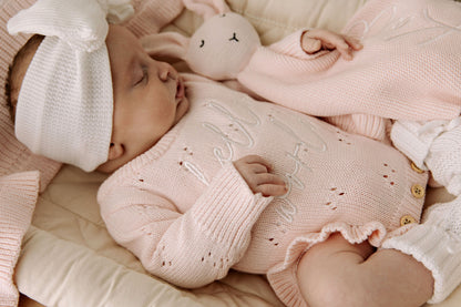 Pointelle Frill Romper - Baby Pink