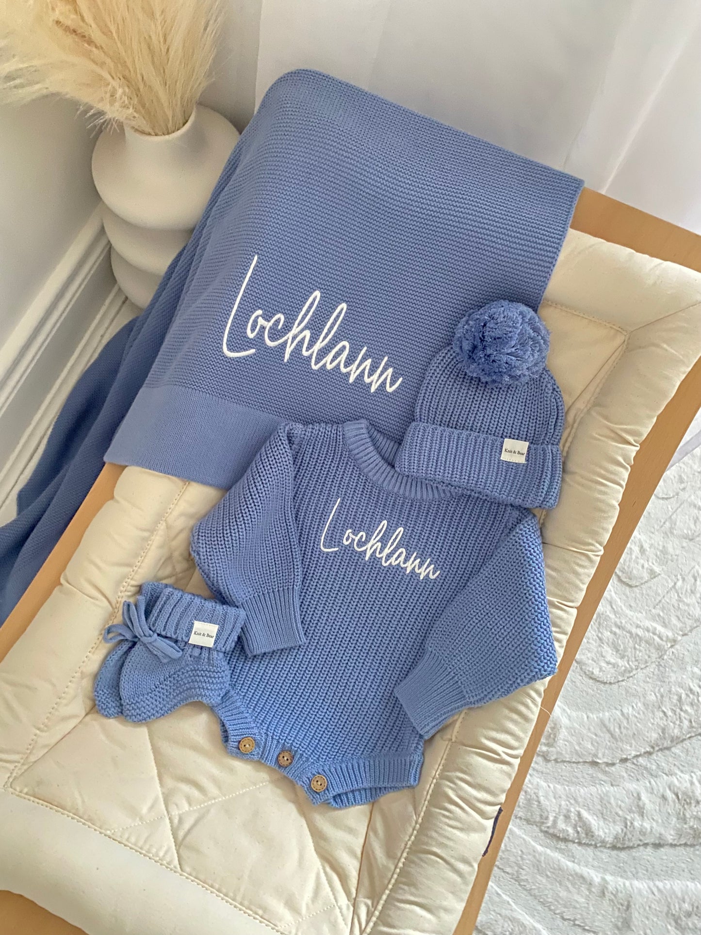 Full Set - Romper, Booties, Headband/Beanie and Blanket Bundle