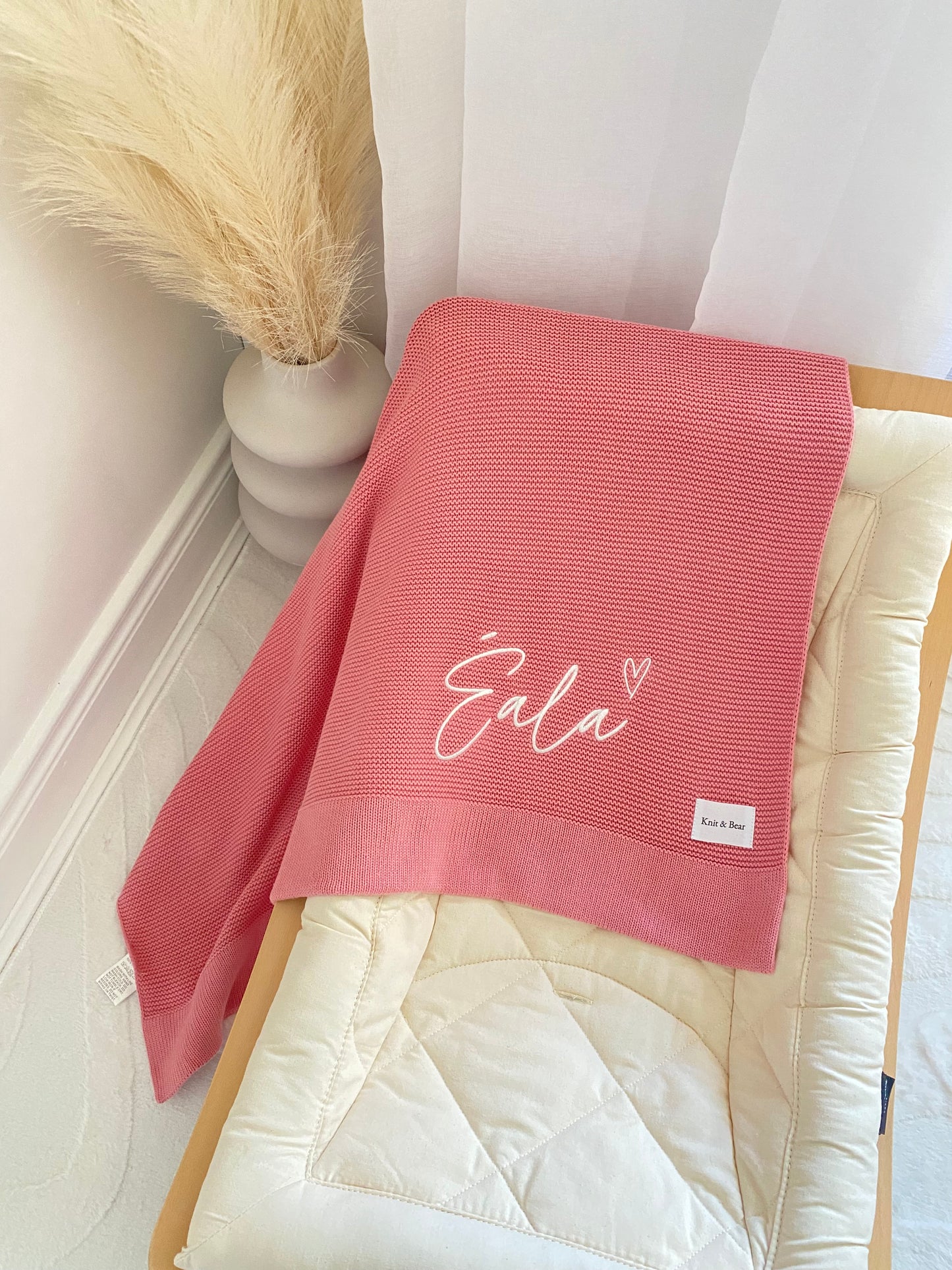 Plain Knit Blanket - Blush Pink