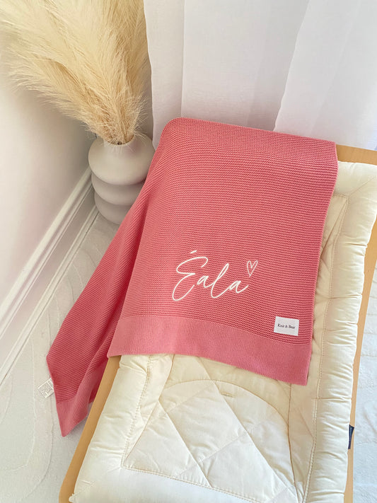 Plain Knit Blanket - Blush Pink