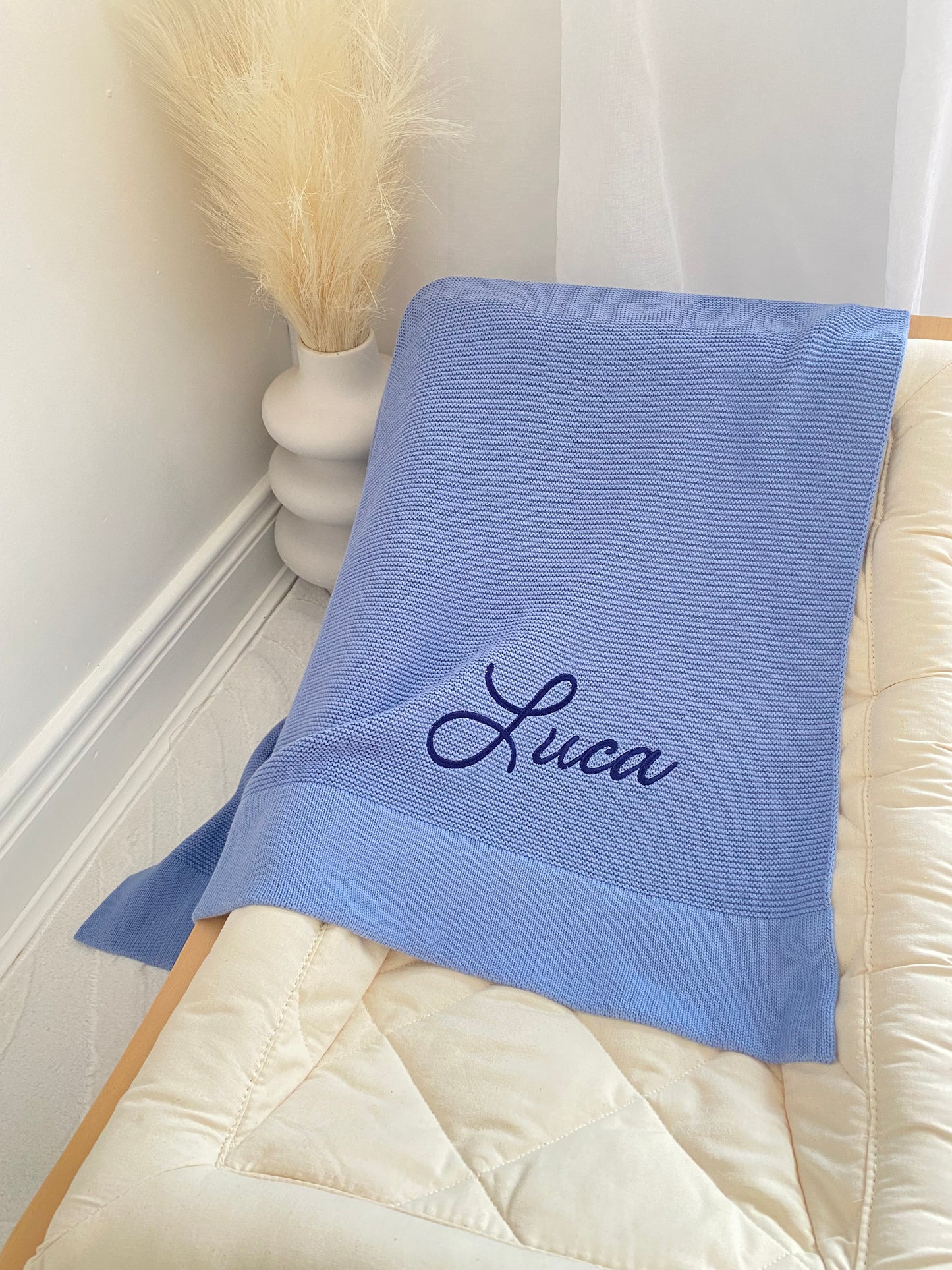 Plain Knit Blanket - Deep Blue